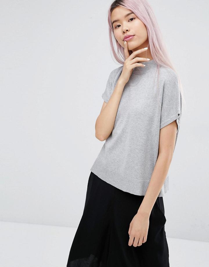 Monki Sleeveless Rollneck Knit Top - Gray Melange