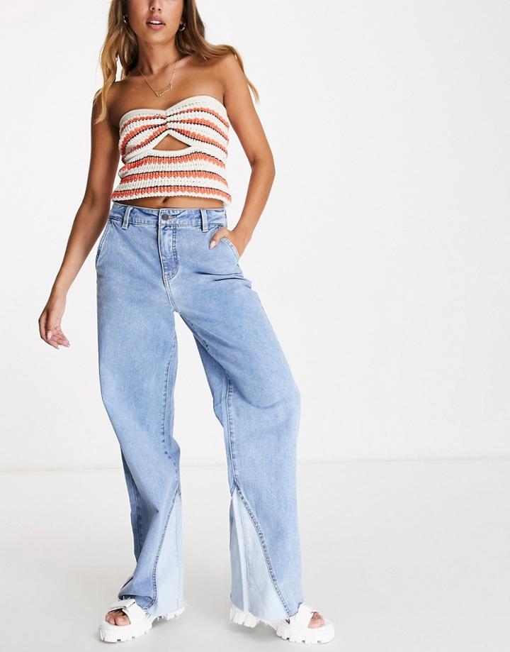 Object Marine Wide Leg Trend Denim Jeans In Blue
