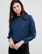 Lavand Blouse With Open Arm Holes In Blue - Blue