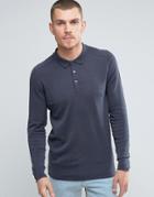 Selected Homme Long Sleeve Knitted Polo - Blue