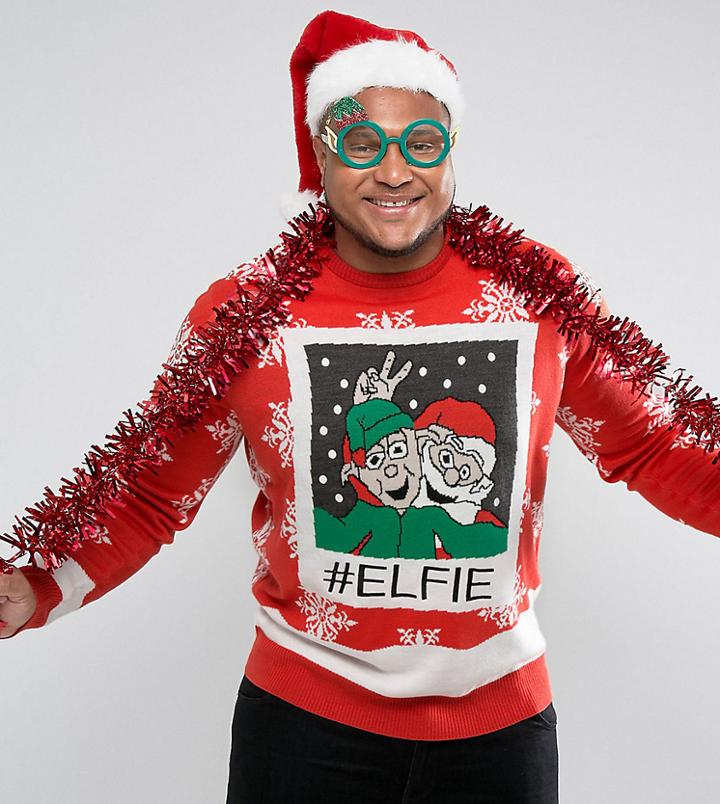 Brave Soul Plus Holidays Elfie Sweater - Red