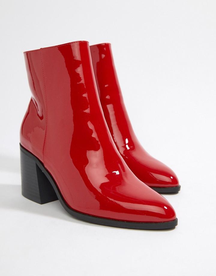 London Rebel Block Heel Ankle Boots - Brown