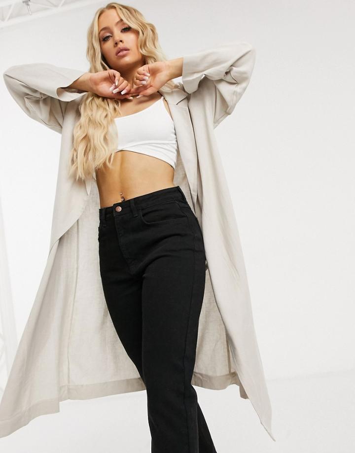 Asos Design Lounge Woven Cardigan In Stone-neutral