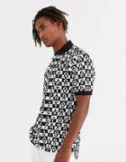 Carrots Block Polo With Repeat Print In Black