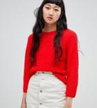 Weekday Boucle Knit Crop Sweater-red