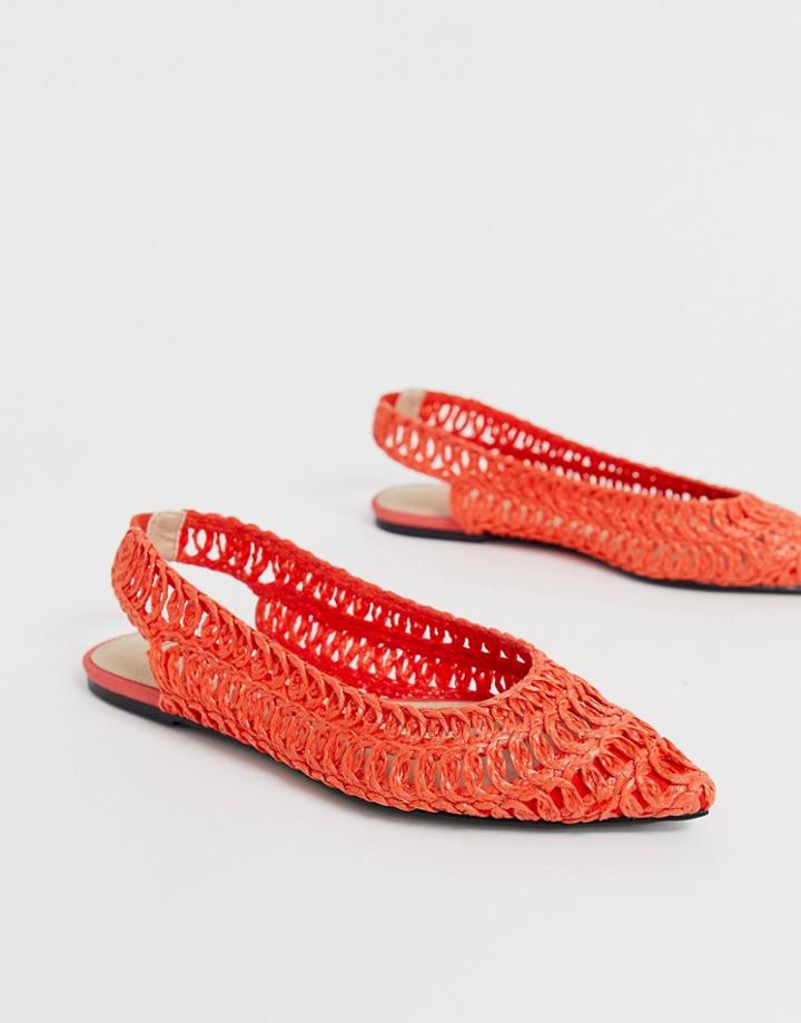 Asos Design Lively Slingback Ballet Flats In Orange - Orange