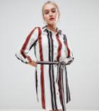Parisian Petite Stripe Shirt Dress-multi