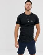 Le Breve Longline Raw Edge T-shirt - Black