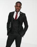Bolongaro Trevor Wedding Textured Skinny Fit Tuxedo Suit Jacket-black