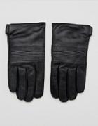 Dents Chartham Leather Gloves With Cashmere Lining - Black