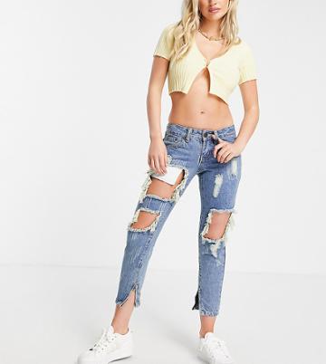 Liquor N Poke Petite Rebel Distressed Skinny Jeans-blues