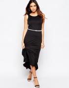 Pussycat London Maxi Dress With Belted Waist - Black
