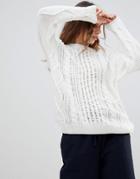 Monki Cable Knit Sweater - White