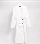 Asos Design Curve Slouchy Trench Coat In White-green