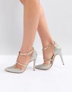 Dune London Deanerys Studded Caged Pointed Court Shoe - Gold