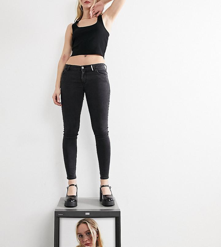 Collusion X001 Low Rise Skinny Jeans In Washed Black