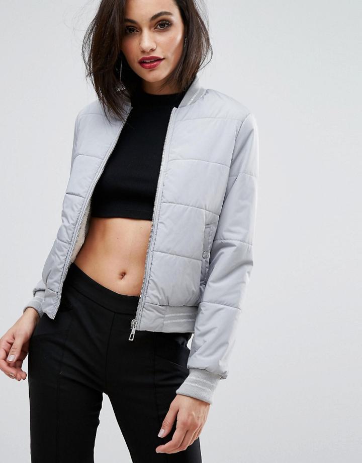 Lipsy Padded Bomber Jacket - Gray