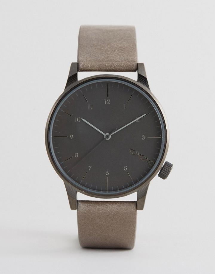 Komono Winston Regal Leather Watch In Beige - Beige