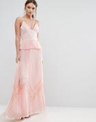 True Decadence Pleated Strappy Maxi Dress - Pink