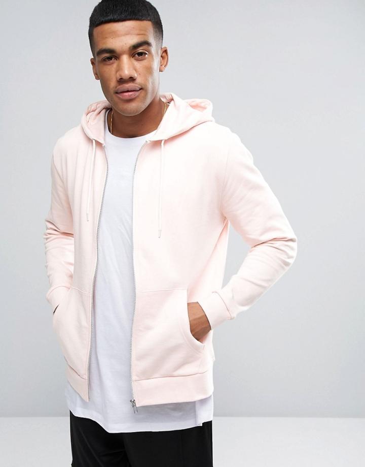 Asos Zip Up Hoodie In Pink - Pink
