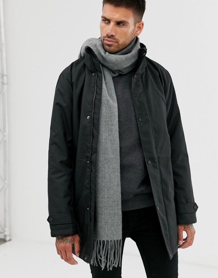Only & Sons Wool Mix Tassel Scarf In Gray