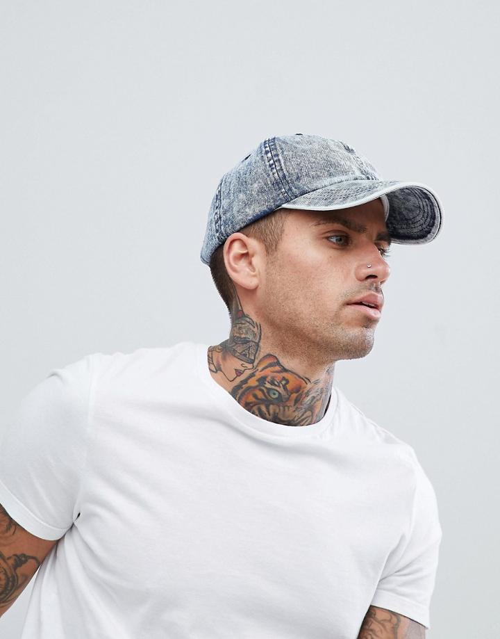 New Look Denim Cap In Mid Wash Blue - Blue