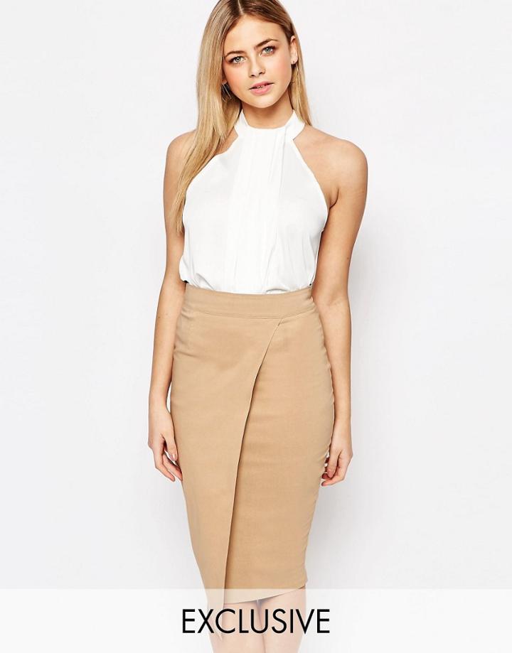 Vesper Pleat Detail Halter Top - Cream