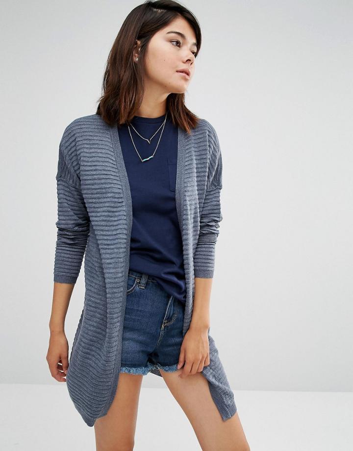 Only Olivia Long Sleeve Ribbed Cardigan - Navy