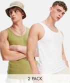Asos Design 2 Pack Organic Muscle Tank-multi