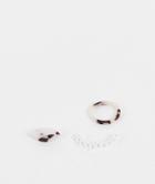 Asos Design Pack Of 3 Rings With Stretch Pearl And Tort Plastic Ring-multi