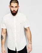 Farah Shirt In Pique Cotton Short Sleeves Slim Fit - Ecru