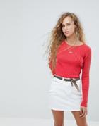 Pepe Jeans Ribbed Knit Sweater - Red