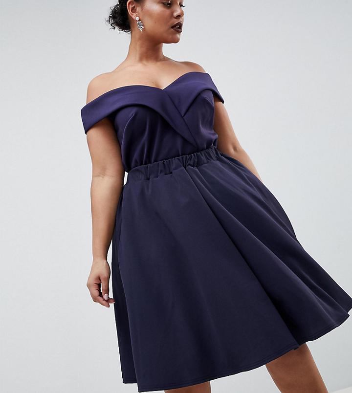 Club L Plus Prom Skater Skirt-navy