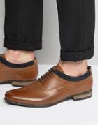 Asos Oxford Shoes In Tan Leather With Navy Suede Detail - Tan