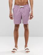 Asos Mid Length Swim Shorts In Purple With Drawcord Detail - Purple
