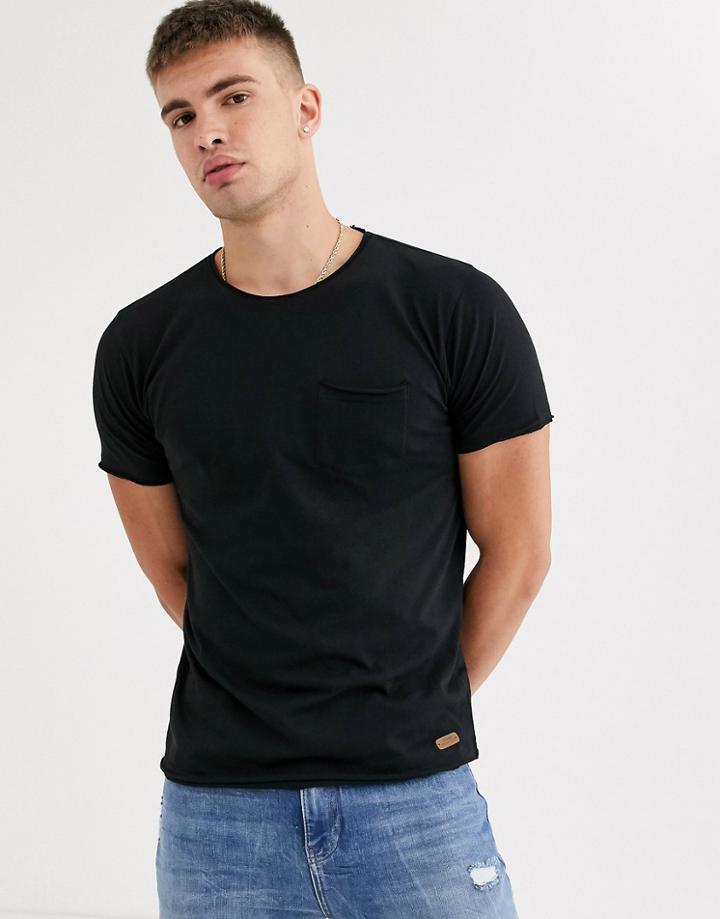 Brave Soul Raw Edge T-shirt-black