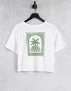 Rip Curl Salty Crop T Shirt With Back Placement In White