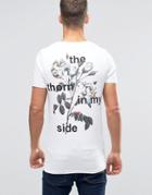 Asos Longline Muscle T-shirt With Thorn Print - White