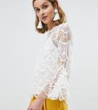 River Island All Over Lace Top - Cream