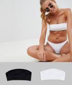 Asos Design Recycled Mix And Match Multi Pack Clean Bandeau Bikini Top In Black And White