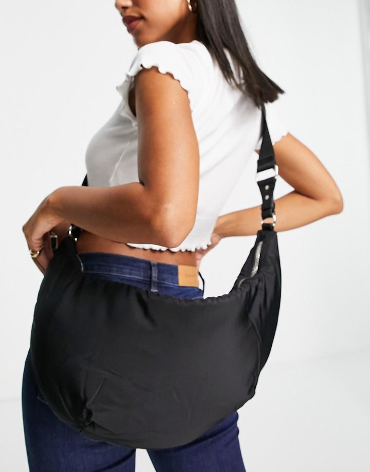 Topshop Recycled Polyester Sling Crossbody Bag With Pouch In Black