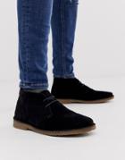 River Island Suede Desert Boot In Black