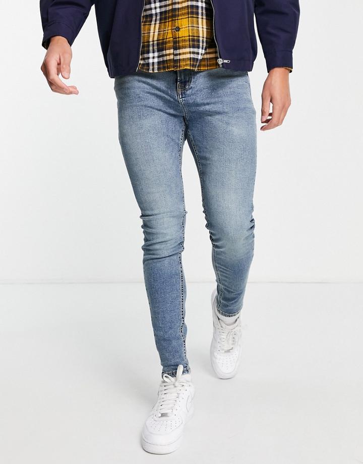 Jack & Jones Intelligence Pete Carrot Fit Jeans In Midwash Blue-blues