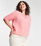 Pieces Curve Short Sleeve Shirt In Pink