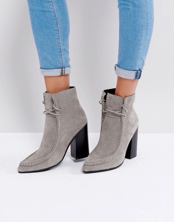 Sol Sana Dillan Gray Suede Heeled Ankle Boots - Gray