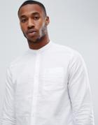 River Island Oxford Shirt With Grandad Collar In White - White