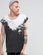 Asos Oversized Sleeveless T-shirt With Splatter Print And Raw Edges