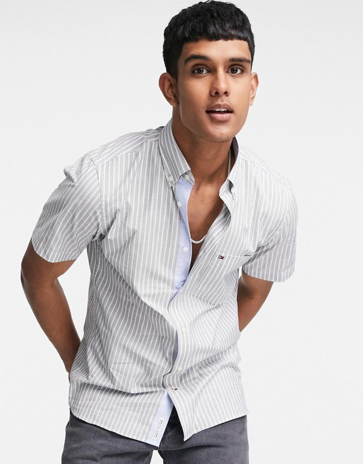 Tommy Hilfiger Soft Stripe Short Sleeve Shirt In Navy