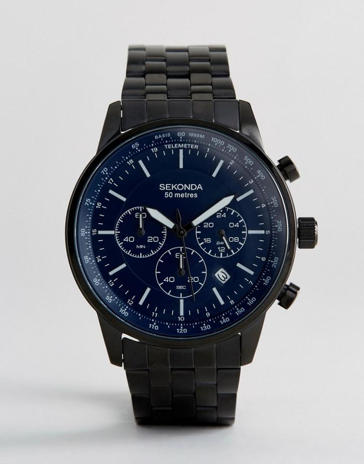 Sekonda Chronograph Bracelet Watch In Black - Black