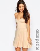 Asos Petite Scuba Strappy Mini Skater Dress - Nude